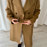 Burberry Camel Double-Breasted Wool Coat