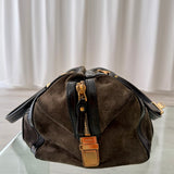 Gucci Gray Suede Aviatrix Boston Bag Black Grey