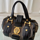 Gucci Gray Suede Aviatrix Boston Bag Black Grey