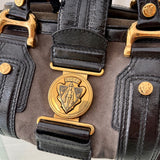 Gucci Gray Suede Aviatrix Boston Bag Black Grey