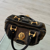Gucci Gray Suede Aviatrix Boston Bag Black Grey