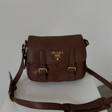 Prada Brown Pebbled Leather Crossbody Bag