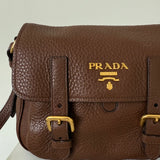 Prada Brown Pebbled Leather Crossbody Bag
