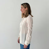 Prada Milano Ivory Silk Tie-Neck Blouse