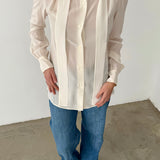 Prada Milano Ivory Silk Tie-Neck Blouse
