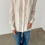 Prada Milano Ivory Silk Tie-Neck Blouse