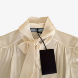 Prada Milano Ivory Silk Tie-Neck Blouse