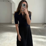 Prada Milano Ribbed Knit & Pleated Dress