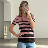 Prada Milano Pink & Black Striped Knit Top