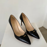 Prada Black Croc-Embossed Pointed Pumps Heels