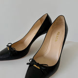 Prada Black Croc-Embossed Pointed Pumps Heels