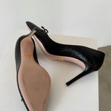 Prada Black Croc-Embossed Pointed Pumps Heels
