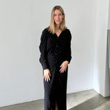 Scalpers Black Printed Draped Midi Dress