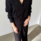 Scalpers Black Printed Draped Midi Dress