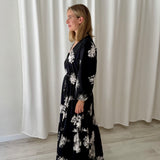 Vestido midi floral negro Desigual