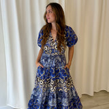 Vestido midi azul estampado mix Desigual