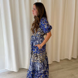 Vestido midi azul estampado mix Desigual