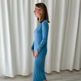 Vestido midi azul claro manga larga RITAVON