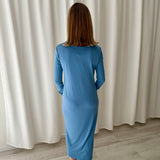 Vestido midi azul claro manga larga RITAVON