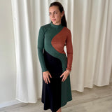 Vestido Midi de Manga Larga Color Block Skatïe Brand