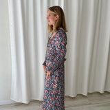 Vestido midi floral fruncido RIXO