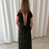 Vestido Maxi Ailanto Verde Oscuro con Volantes