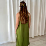 Vestido Midi Verde Bordado Skatïe Brand