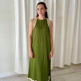 Vestido Midi Verde Bordado Skatïe Brand