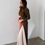 IQ Collection Tricolor Long-Sleeve Maxi Dress