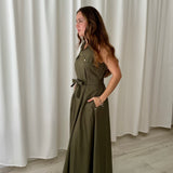 Vestido midi utility verde oliva Pennyblack