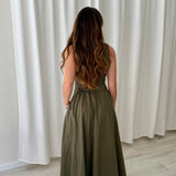 Vestido midi utility verde oliva Pennyblack