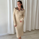 Vestido Crema de Punto Canalé Skatïe Brand