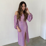 Laagam Vestido Midi de Rayas