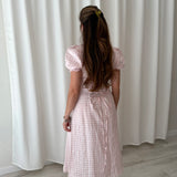 Sleeper Pink Gingham Linen Midi Dress