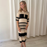 Vestido Midi de Punto Polo Beige y Negro Skatïe Brand