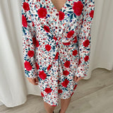 Vestido Floral Rojo Cruzado MIOH