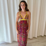 Vestido maxi estampado multicolor Agua Bendita
