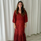 Vestido terracota bordado inglés eseOese