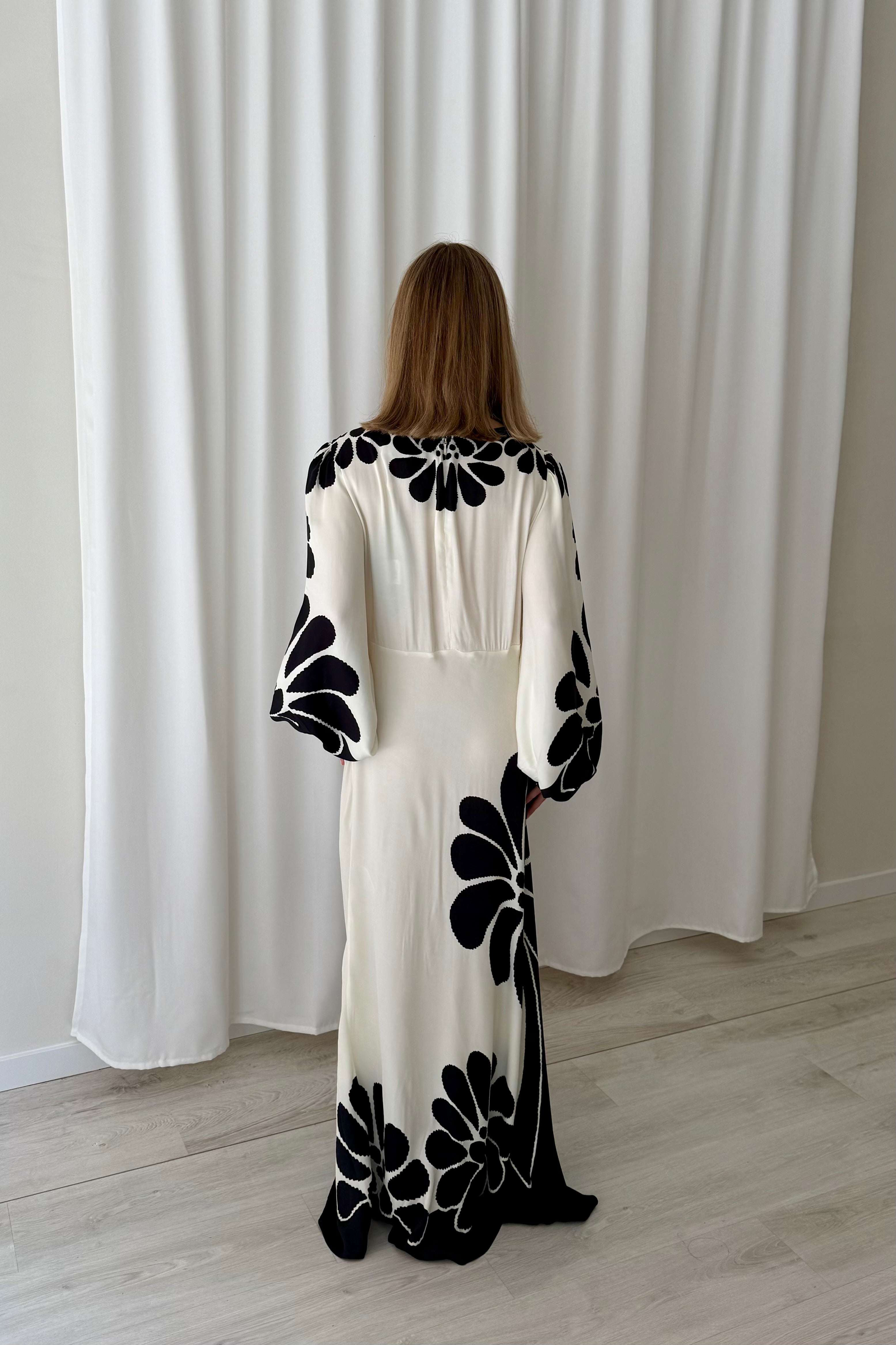 Farm Rio Black & Cream Floral Maxi Dress