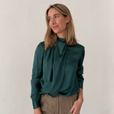 Massimo Dutti Emerald Green Satin Blouse