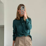Massimo Dutti Emerald Green Satin Blouse