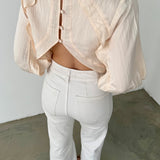 Blusa marfil con espalda abierta Sessùn