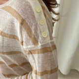 Top de punto lino beige y blanco a rayas Ralph Lauren