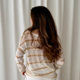 Top de punto lino beige y blanco a rayas Ralph Lauren