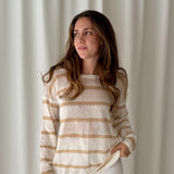 Top de punto lino beige y blanco a rayas Ralph Lauren