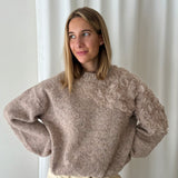 Jersey Gris de Punto con Detalle Floral MEISÏE