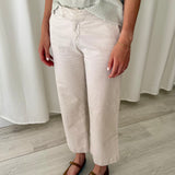Pantalón Ancho de Algodón Beige TCN