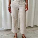 Pantalón Ancho de Algodón Beige TCN