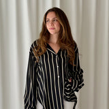 Camisa oversize a rayas blanco y negro The Frankie Shop