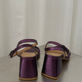 eseOese Purple Leather Heeled Sandals
